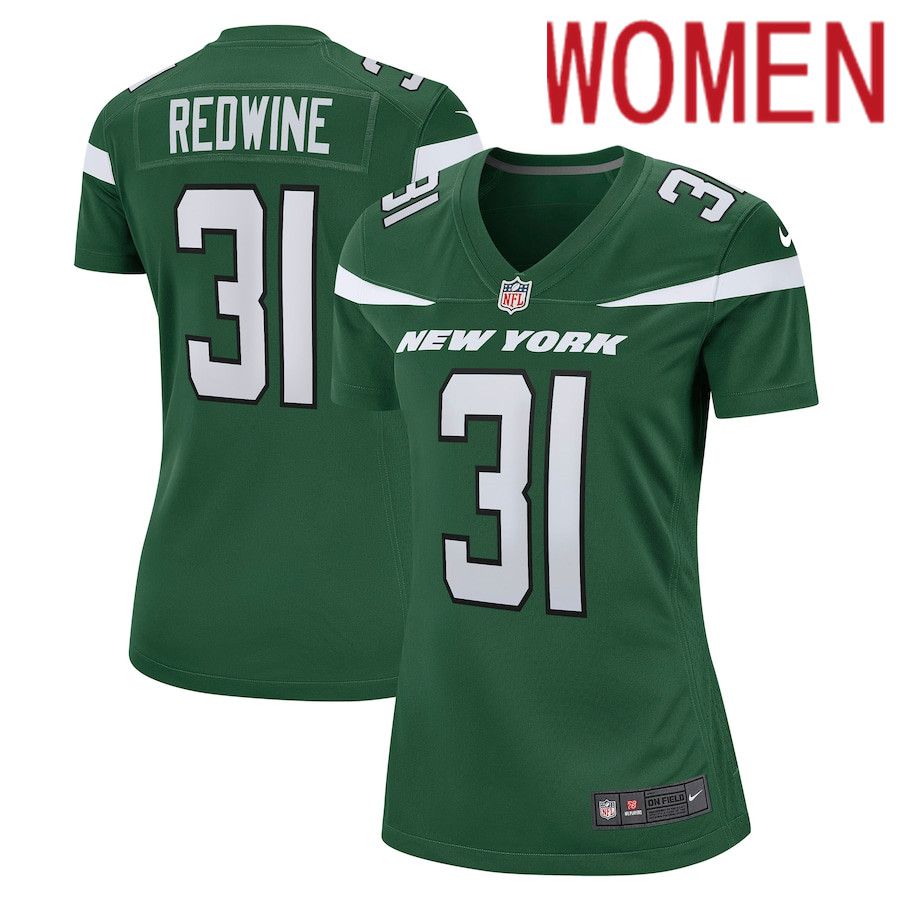 Women New York Jets #31 Sheldrick Redwine Nike Gotham Green Game NFL Jersey->women nfl jersey->Women Jersey